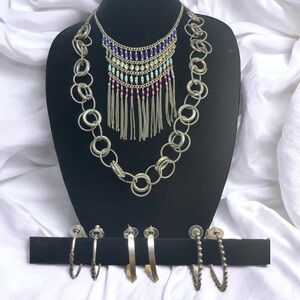 Vintage Silver Tone Boho Jewelry Set